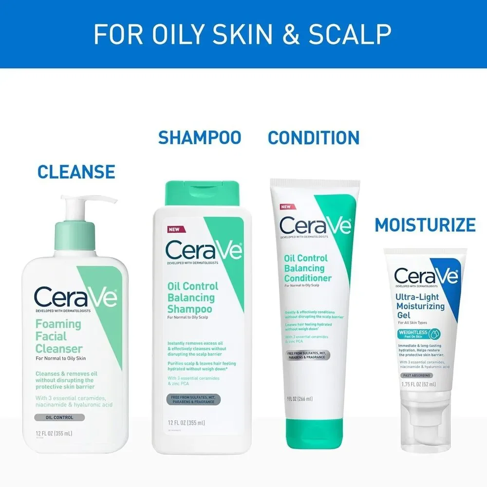 CeraVe Oil Control Shampoo Clarifying Shampoo Hyaluronic Acid Hydration 12oz